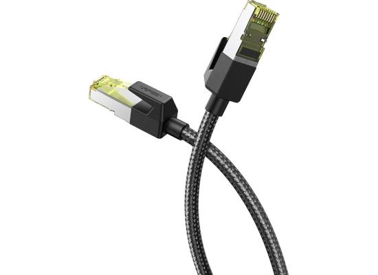 UGREEN Cat 7 Shielded Round Cable with Braided Modular RJ45 Ethernet 2M Cable Plugs - Black